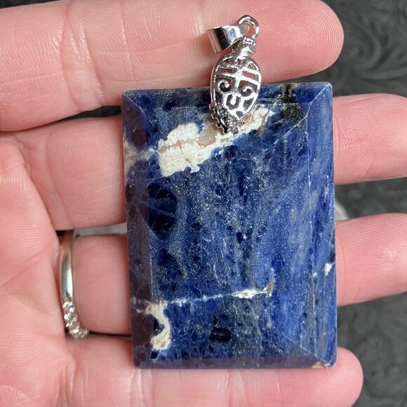 Rectangular Blue Sodalite Pendant Crystal Stone Jewelry - Picture 1 of 8